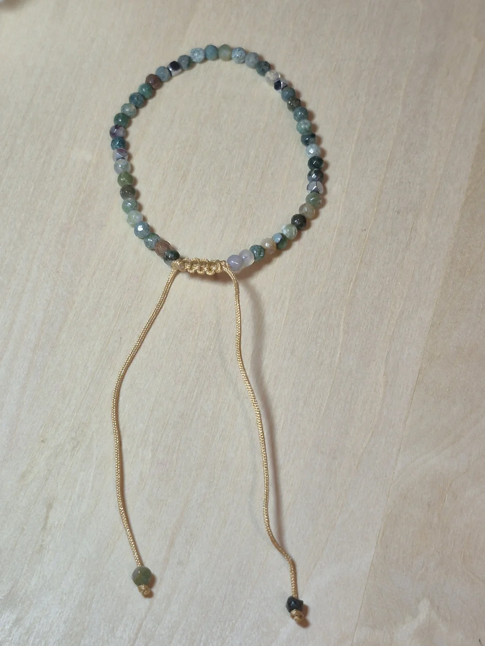 💚🩶NEW💚🩶 BEAUTIFUL!! Natural Stone MOSS AGATE Adjustable Bracelet
